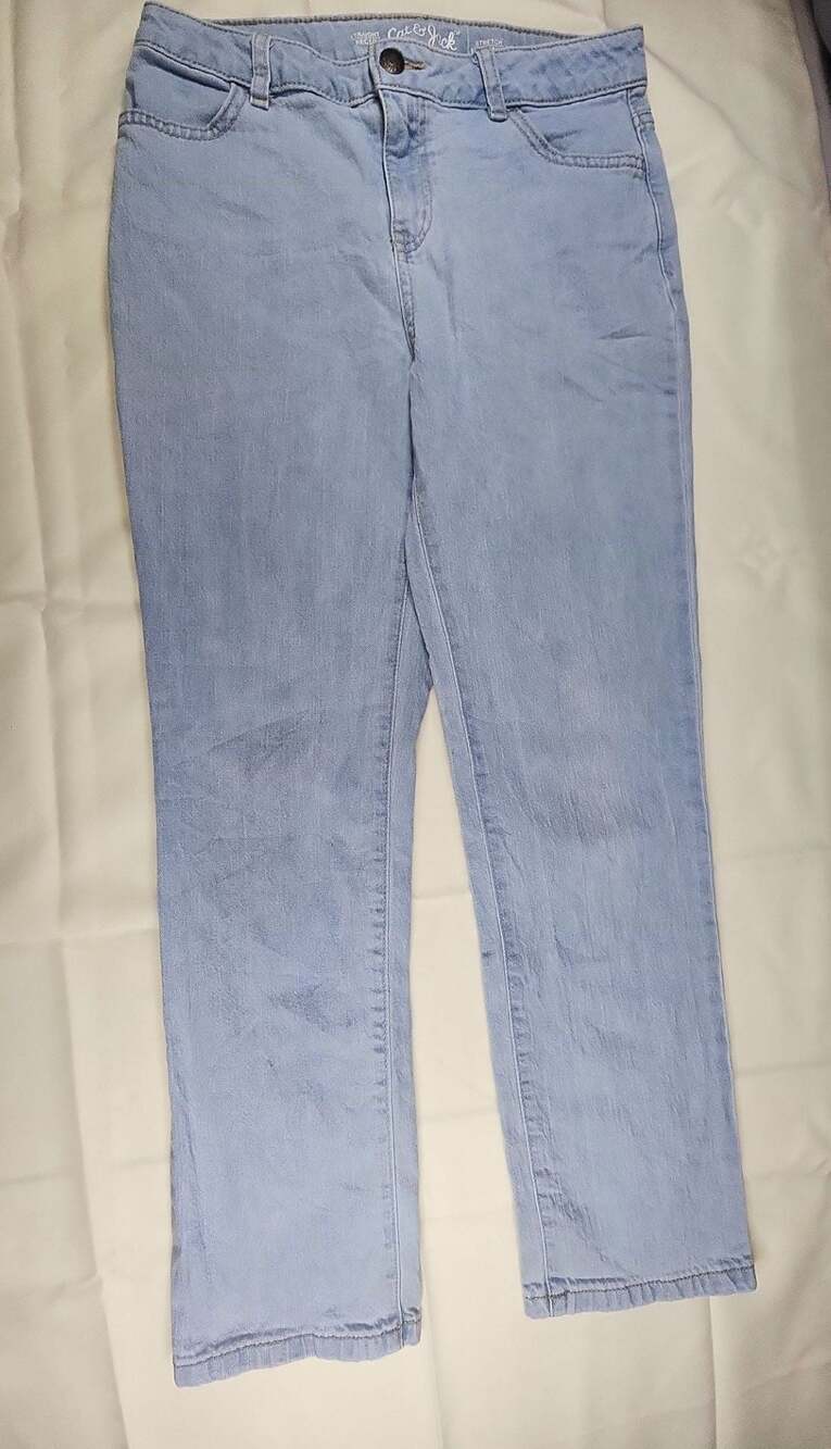 Cat & Jack Girls Straight Stretch Denim Jeans Light Wash Size 14